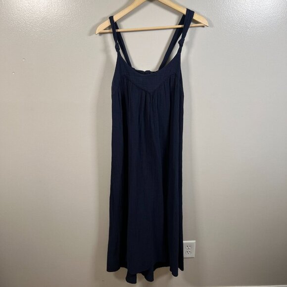 Xirena Rumi Midi Maxi Dress Size Small Navy Blue Gauze Vacation Lagenlook - Picture 3 of 12